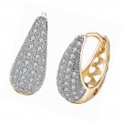 14K Gold Plated CZ Hoop Earrings For Women Men Fashion Cubic Zirconia 0.7''