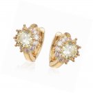 18K Gold Plated Yellow Clear CZ Cubic Zirconia Hoop Earrings Jewelry