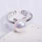 S.Leaf Cat Ear Ring White Pearl Cat Ring S925 Sterling Silver Open Ring