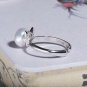 S.Leaf Cat Ear Ring White Pearl Cat Ring S925 Sterling Silver Open Ring