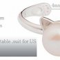 S.Leaf Cat Ear Ring White Pearl Cat Ring S925 Sterling Silver Open Ring