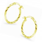 Sterling Silver High Polished Round Twist Click-Top Hoop Earrings