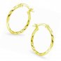 Sterling Silver High Polished Round Twist Click-Top Hoop Earrings