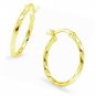 Sterling Silver High Polished Round Twist Click-Top Hoop Earrings