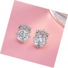 925 Sterling Silver Cubic Zirconia Square Cut Solitaire Elegant Stud Earrings