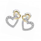 925 Sterling Silver Infinity Love CZ Pave Cubic Zirconia Two Hearts Stud Earring