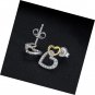 925 Sterling Silver Infinity Love CZ Pave Cubic Zirconia Two Hearts Stud Earring
