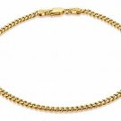 925 Sterling Silver Gold Plated 2.8mm Curb Link Bracelet, 9 - Made In Italy +