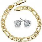 18k Gold Plated 8mm Wide Classic Cuban Link Chain Bracelet For Men-Figaro Chain
