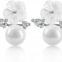 925 Sterling Silver Stud Earrings With Crystal Zircon And AAA Pearls Ear Studs