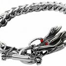 Cupimatch Men?s Gothic Biker Stainless Steel Dragon Head Curb Chain Link With