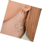 Big Hoop Cross Dangle Earrings  Women Punk Vintage Hollow Baroque Gold Silver