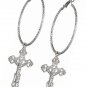 Big Hoop Cross Dangle Earrings Women Punk Vintage Hollow Baroque Gold Silver