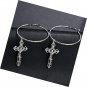 Big Hoop Cross Dangle Earrings Women Punk Vintage Hollow Baroque Gold Silver