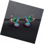 Bird Stud Earrings Crystal Enamel Metal Animal Colorful Studs Statement