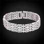 U7 Men Platinum Plated Link Bracelet Classic Curving Wrist Chain Solid Bangle