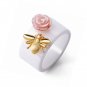 S925 Sterling Silver Ring Handmade Unique Thumb Bee Kiss Rose Ceramics Gift