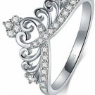 BORUO 925 Sterling Silver Cubic Zirconia Princess Crown Tiara Cz Band Eternity