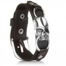 EVBEA Skulls Braid Leather Bracelet Gothic Cool Black Skull Head Wrap Cuff