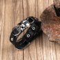 EVBEA Skulls Braid Leather Bracelet Gothic Cool Black Skull Head Wrap Cuff