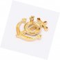 Exquisite Gold Silver Crystal Nautical Sailor Navy Rudder Anchor Brooch Pin