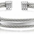COOLSTEELANDBEYOND Men Women Stainless Steel Twisted Cable Adjustable Cuff