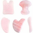 CCbeauty 5 Pcs Rose Quartz Gua Sha Scraping Massage Tools Natural Stone Guasha