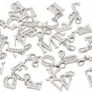 Lobster Clasp Clip On Initial Charms Dangle Cubic Zirconia Letter M, White Gold