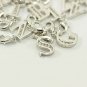 Lobster Clasp Clip On Initial Charms Dangle Cubic Zirconia Letter M, White Gold