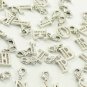 Lobster Clasp Clip On Initial Charms Dangle Cubic Zirconia Letter M, White Gold