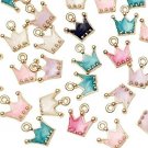 Dandan DIY 30pcs Mini Multi-Colors Colorful Alloy Crown Pendant For Necklace