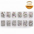Zealer 1800pcs Crystals AB Nail Art Rhinestones Round Beads Top Grade Flatback