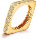 Cubic Zirconia 18k Gold Plated Square Stackable Finger Ring Eternity Band
