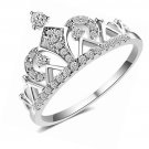 Princess Crown Tiara Cubic Zirconia Engagement Rings Gold Plated Tiny CZ