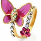 Neoglory Jewelry Pink Butterfly Rings With Colorful Auden Rhinestone Gifts For