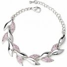 Winter's Secret Beauty Crystal Willow Leaves Diamond Accented Link Silver Girls