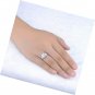 2PCS 18K White Gold Plated Princess Triple CZ Engagement Wedding Band Set