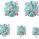 Round Created Opal Stud Earrings Sets - 18K Rose Gold Plated Earrings For Women