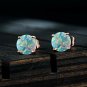 Round Created Opal Stud Earrings Sets - 18K Rose Gold Plated Earrings For Women