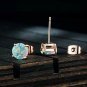 Round Created Opal Stud Earrings Sets - 18K Rose Gold Plated Earrings For Women