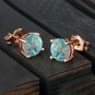 Round Created Opal Stud Earrings Sets - 18K Rose Gold Plated Earrings For Women