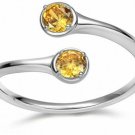 Wrap Adjustable 925 Sterling Silver Topaz Cubic Zirconia November Birthstone