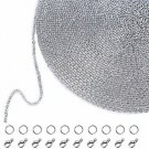 Outus 33 Feet Stainless Steel DIY Link Chain Necklaces With 20 Lobster Clasps