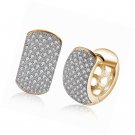 14K Gold CZ Dainty Wide Hoop Earrings Cubic Zirconia Huggie Square Cut