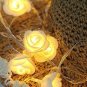 Echosari [Updated Version] Battery Operated 15 Ft 30 LED White Rose Flower With