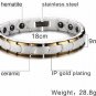 MP Rainbow MP 9mm White Ceramic Medical Care 2 Gold Line Hematite Bracelet For
