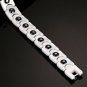 MP Rainbow MP 9mm White Ceramic Medical Care 2 Gold Line Hematite Bracelet For