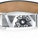 Peora Mens Urban Style Black Genuine Leather And Stainless Steel Bracelet