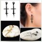 4EAELove Cross Punk Stud Earrings Stainless Steel Hoop Hand Huggie Dangle 1 PC