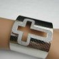 Gold Cutout Cross Wide Cuff Bracelet